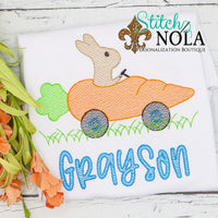 Personalized Easter Bunny Riding in Carrot Car Sketch Shirt
