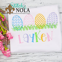 Personalized Vintage Easter Eggs in Grass Sketch Shirt
