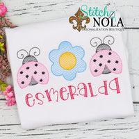 Personalized Spring Ladybugs & Flower Sketch Shirt