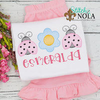 Personalized Spring Ladybugs & Flower Sketch Shirt
