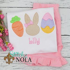 Personalized Easter Bunny Carrot & Egg Sketch Shirt