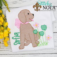 Personalized St. Patrick's Day Puppy with Clovers Sketch Shirt
