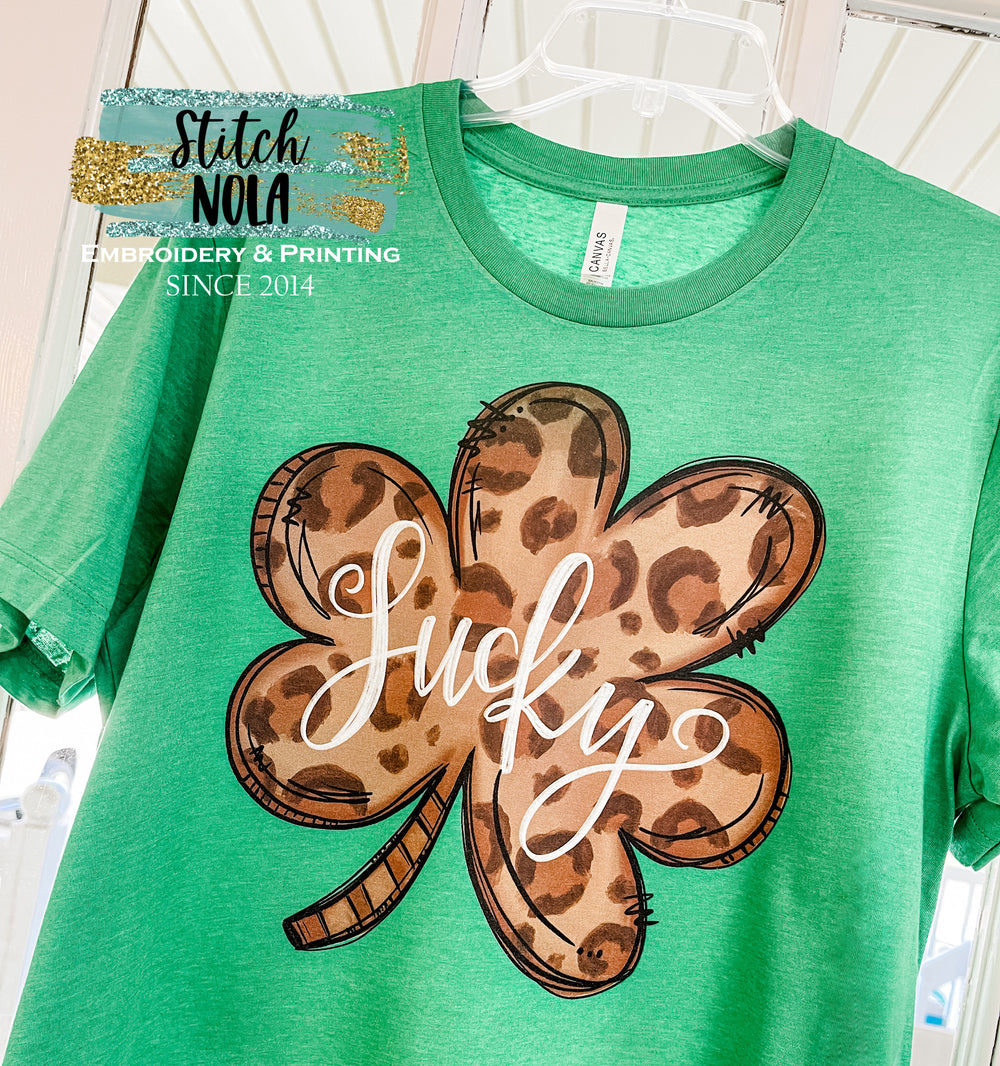 Leopard Shamrock Lucky Printed Tee