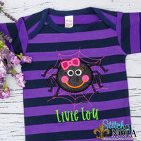 Personalized Halloween Spider With Web Applique on Colored Garment