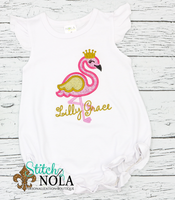 Personalized Flamingo with Crown Applique Shirt
