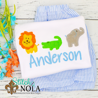 Personalized Baby Animal Trio Applique Shirt
