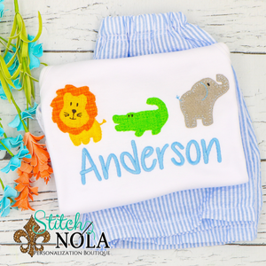 Personalized Baby Animal Trio Applique Shirt