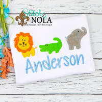 Personalized Baby Animal Trio Applique Shirt
