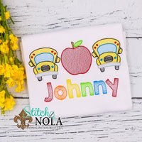 Personalized Back to School Bus and Apple Trio Sketch Shirt
