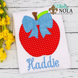 Personalized Back to School Apple with Bow Applique Shirt