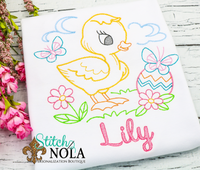 Personalized Vintage Easter Chick Sketch Shirt
