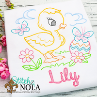 Personalized Vintage Easter Chick Sketch Shirt