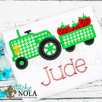 Personalized Tractor with Strawberries Applique Shirt