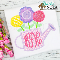 Personalized Water Pail with Flowers Applique Shirt
