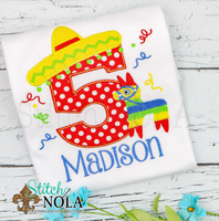 Personalized Birthday Mexican Fiesta Appliqué Shirt
