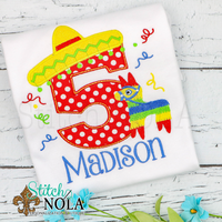 Personalized Birthday Mexican Fiesta Appliqué Shirt