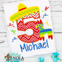 Personalized Birthday Mexican Fiesta Appliqué Shirt