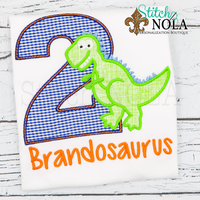 Personalized Birthday Dinosaur Appliqué Shirt