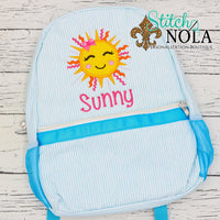 Personalized Seersucker Backpack with Sun Applique, Seersucker Diaper Bag, Seersucker School Bag, Seersucker Bag, Diaper Bag, School Bag, Book