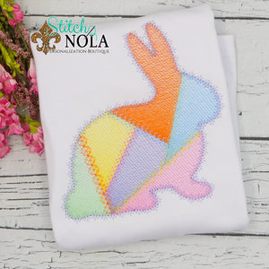 Personalized Patchwork Easter Bunny Sketch Shirt