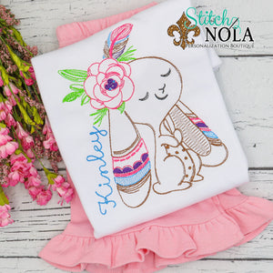 Personalized Tribal Easter Bunny Sketch Shirt