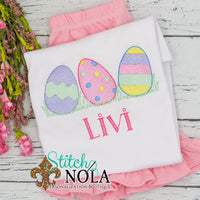 Personalized Easter Egg Trio in Grass Sketch Shirt
