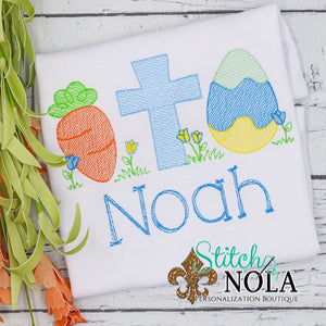 Personalized Easter Cross Carrot & Egg Sketch Shirt