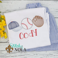 Personalized Baseball Trio Sketch Shirt
