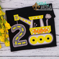 Personalized Birthday Construction Applique Colored Garment
