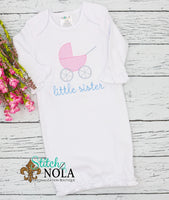 Personalized Big Sister Little Sister With Stroller Sketch Shirt
