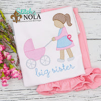 Personalized Big Sister Little Sister With Stroller Sketch Shirt

