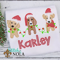 Personalized Christmas Puppy Trio Sketch Shirt