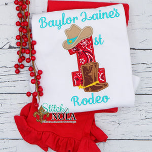 Personalized First Rodeo Cowboy/Cowgirl Appliqué