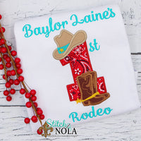 Personalized First Rodeo Cowboy/Cowgirl Appliqué

