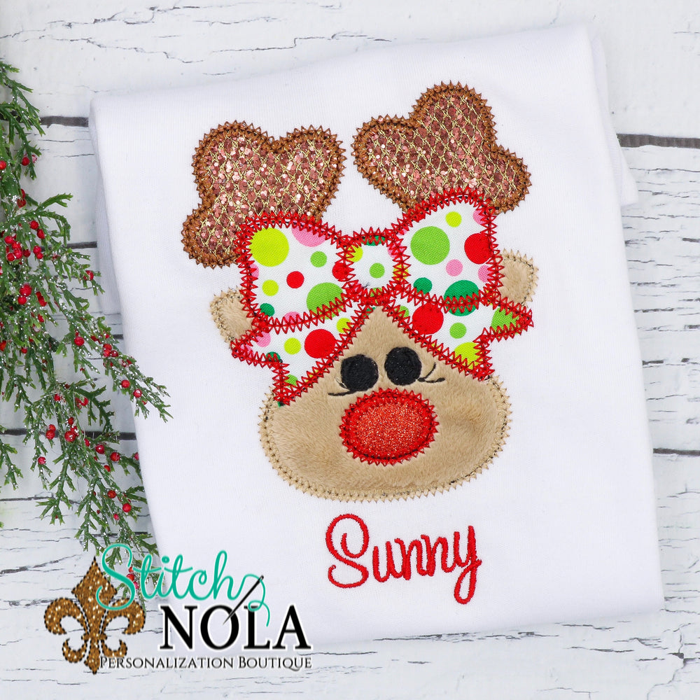 Personalized Christmas Reindeer Applique Shirt