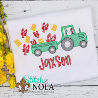 Personalized Tractor with Crawfish & Corn Sketch Shirt