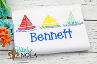 Personalized Sailing Boats Trio Sketch Shirt
