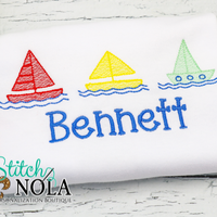 Personalized Sailing Boats Trio Sketch Shirt
