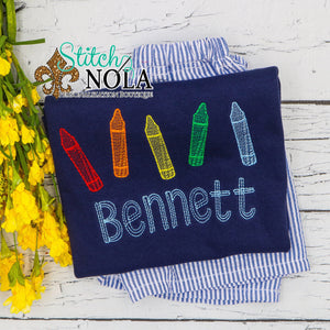 Personalized Back To School Crayons Sketch on Colored Garment