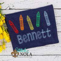 Personalized Back To School Crayons Sketch on Colored Garment
