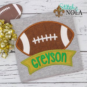 Personalized Football With Banner Applique Colored Garment
