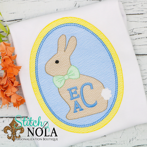 Personalized Easter Bunny in Oval With Monogram Sketch Shirt