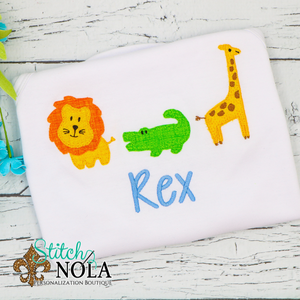 Personalized Baby Animal Trio Applique Shirt