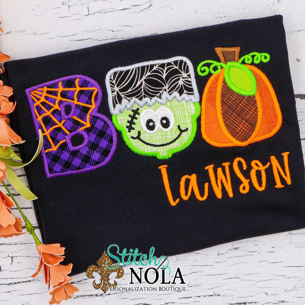 Personalized Halloween Boo Applique Colored Garment