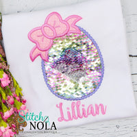 Personalized Easter Egg with Bow Flip Sequin Applique Shirt