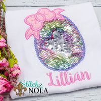 Personalized Easter Egg with Bow Flip Sequin Applique Shirt
