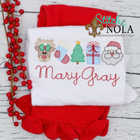 Personalized Christmas Reindeer Stocking Tree Present & Santa  Sketch Shirt