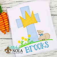 Personalized Easter Cross with Crown & Lamb Sketch Shirt
