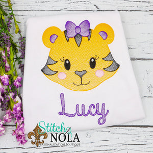 PERSONALIZED PURPLE AND GOLD TIGER SKETCH SHIRT
