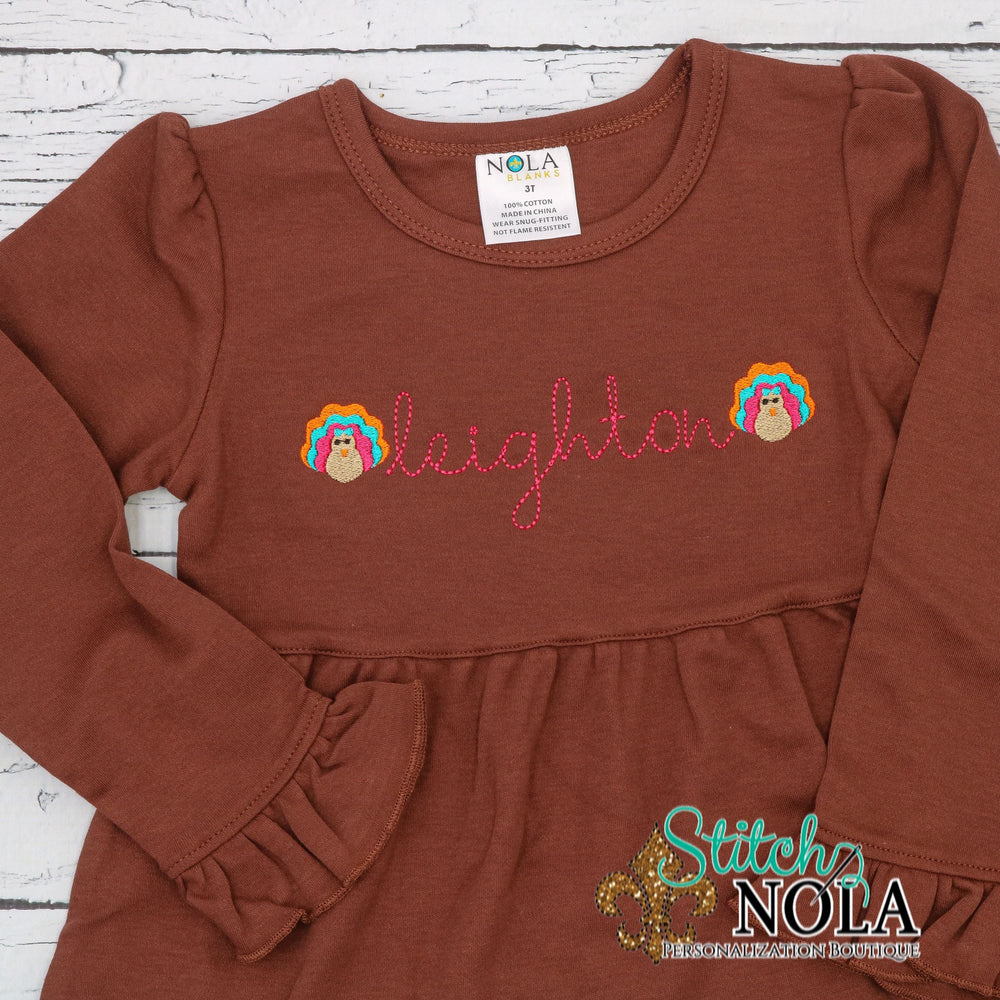 Personalized Turkey's With Name Sketch on Colored Garment